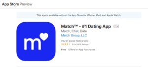 match.com rating by apple