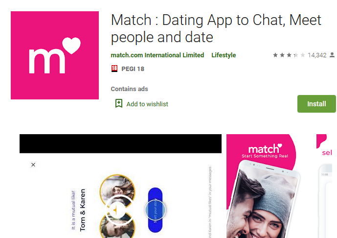 match.com rating by google play