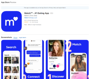 match.com app rating by app store