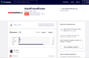 Adultfriendfinder rating by trustpilot